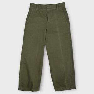 Vince Cropped Wide Leg Pants Olive Green Cotton Blend Women Size 6
